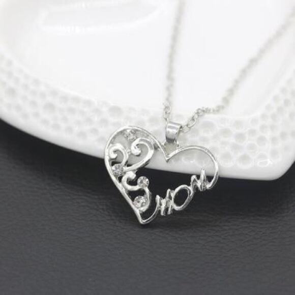 Heart-shaped Diamond Mom Necklace Chain - Picture 2 of 5